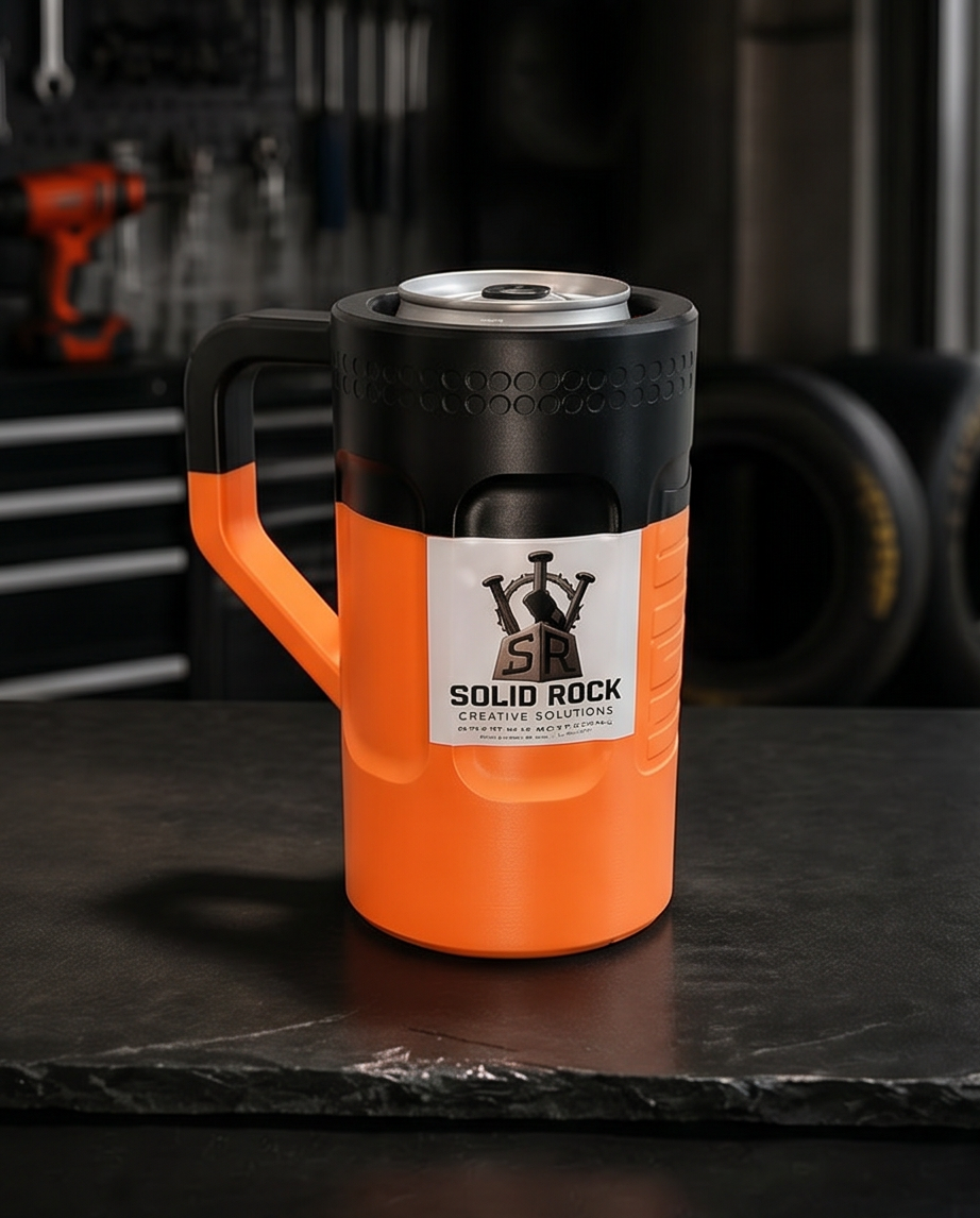 16oz Can Koozie Mug | Heavy Duty 3D Printed Can Holder Mug | Bold Two Tone Design