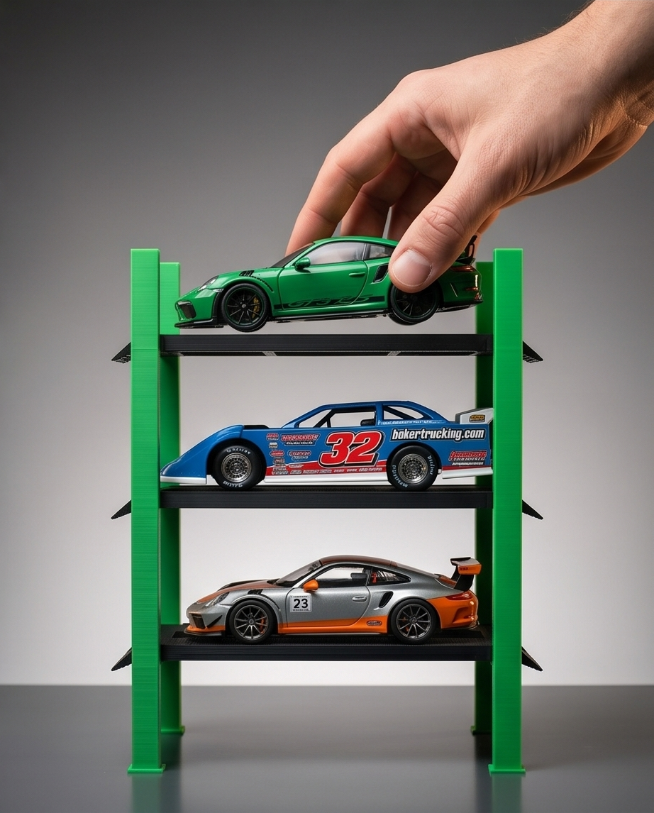 3-Tier 4-Post Lift Display Stand | 1:24 Scale Die-Cast Cars