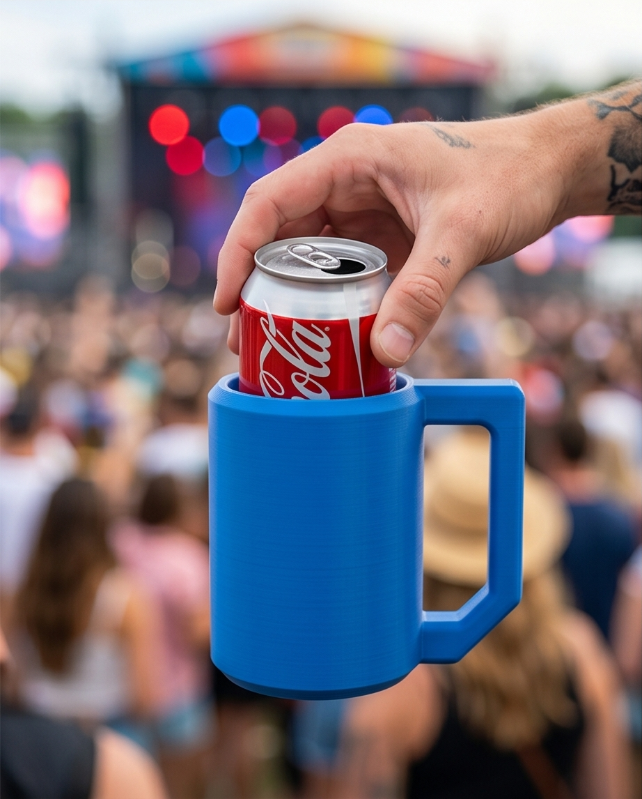 12oz Can Koozie Mug | 3D Printed Can Holder Mug | Bold & Colorful