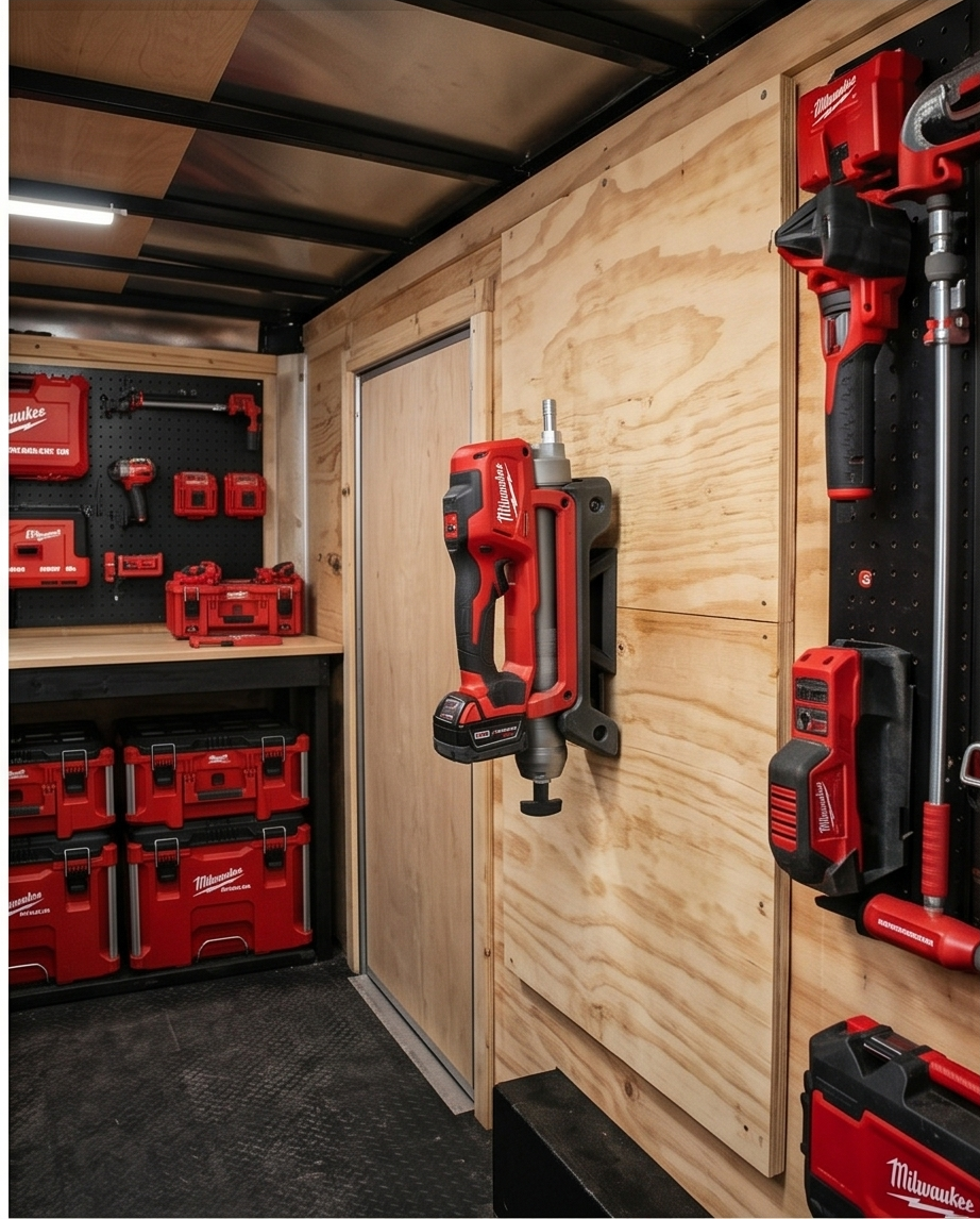 Milwaukee M18 Grease Gun Wall Mount Holder | Heavy Duty Garage Organizer